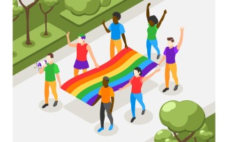 International Day Against Homophobia Isometric Composition 2 Vector Illustration Concept