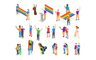 International Day Against Homophobia Isometric Icons Vector Illustration Concept