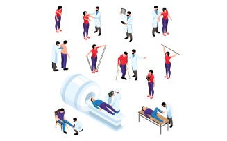 Isometric Orthopedic Therapy Set Vector Illustration Concept