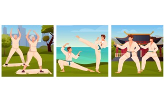 Martial Arts Illustration Flat Vector Illustration Concept