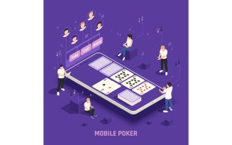 Mobile Gaming Isometric Set Vector Illustration Concept