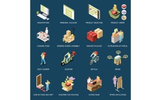 Order Delivery Isometric Set Vector Illustration Concept