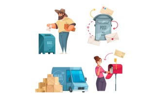 Post Office Compositions Vector Illustration Concept