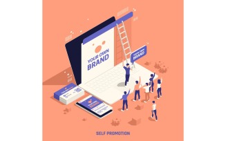 Self Promotion Branding Isometric 2 Vector Illustration Concept