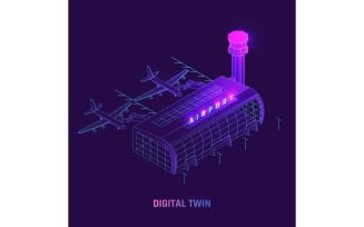 Digital Twin Technology Isometric 4 Vector Illustration Concept