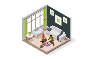 International Day Of Families Isometric Composition Vector Illustration Concept