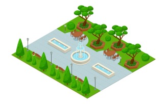 Landscape Design Park Isometric 2 Vector Illustration Concept
