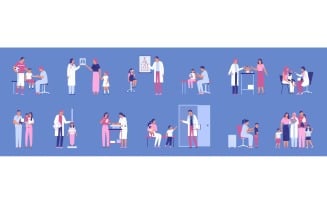 Pediatrician Color Set Vector Illustration Concept