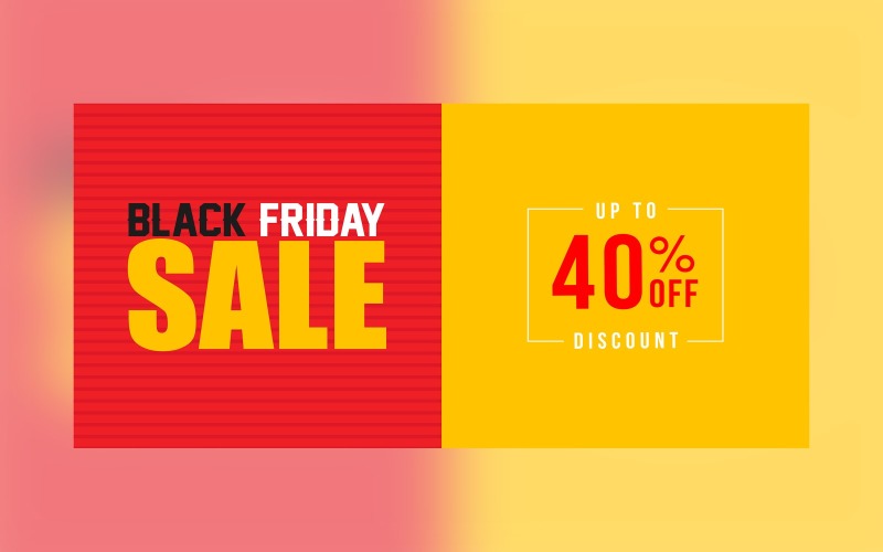 Professional Black Friday Sale Banner With 40% Off On Yellow And Red Design Template Product Mockup