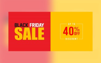 Professional Black Friday Sale Banner With 40% Off On Yellow And Red Design Template