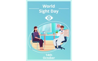 World Sight Day Card Flat Vector Illustration Concept