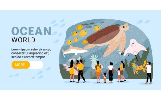 Aquarium Horizontal Banner Vector Illustration Concept