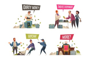 Dirty Money Corruption Compositions Vector Illustration Concept