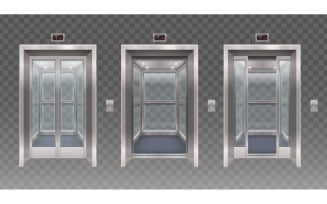 Elevator Door Realistic 6 Vector Illustration Concept