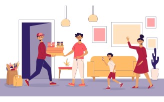 Food Delivery Family Vector Illustration Concept