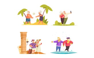 Old People Activity Vector Illustration Concept