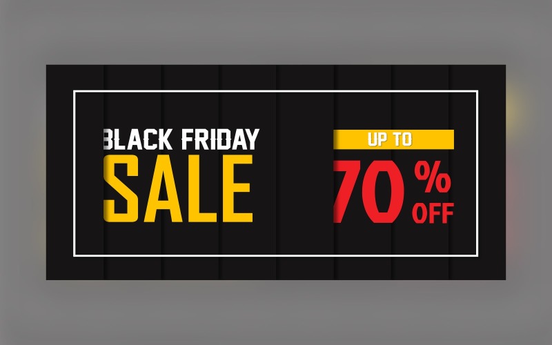 Professional Black Friday Sale Banner With 70% Off On Matte Black Design Template Product Mockup