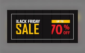 Professional Black Friday Sale Banner With 70% Off On Matte Black Design Template