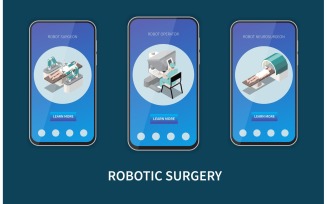 Robotic Surgery Isometric 3 Vector Illustration Concept