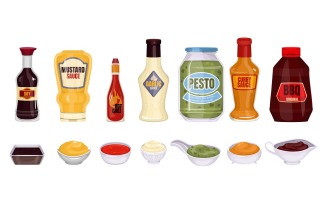 Sauce Packaging Set Vector Illustration Concept