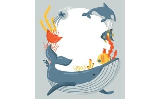 World Ocean Day Frame Vector Illustration Concept