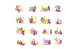 Aromatherapy Flat Icons Vector Illustration Concept