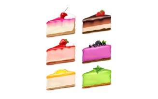 Cheesecake Pieces Realistic Set Vector Illustration Concept