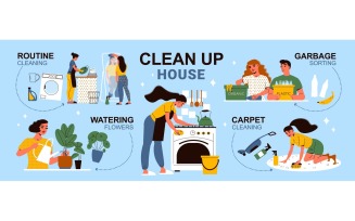 Clean Up House Infographics Vector Illustration Concept