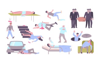 Death People Set Flat 2 Vector Illustration Concept