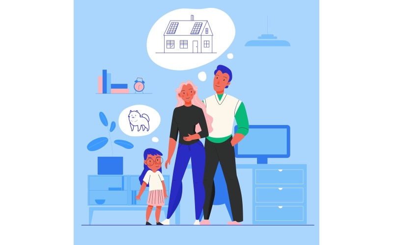 Dreaming People Family House Vector Illustration Concept
