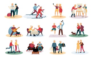 Elderly People Set 2 Vector Illustration Concept