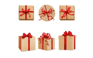 Gift Boxes Realistic Set Vector Illustration Concept
