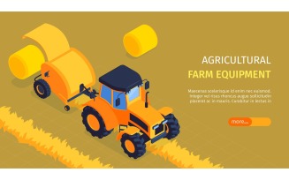 Isometric Agricultural Horizontal Banner Vector Illustration Concept