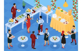 Isometric Banquet Service Illustration Vector Illustration Concept