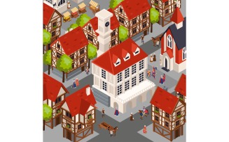 Medieval Compoisiton Isometric 12 Vector Illustration Concept