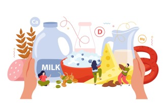 Milk Usage Flat Composition Vector Illustration Concept