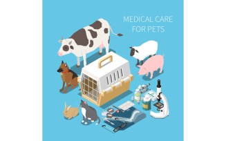 Veterinary Clinic Veterinarian Isometric 6 Vector Illustration Concept