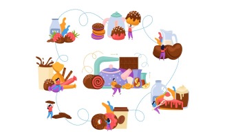 World Chocolate Day Composition 4 Vector Illustration Concept
