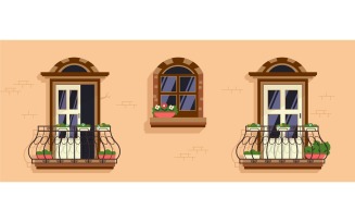 Balcony Windows Vector Illustration Concept