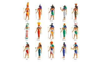 Egypt Ancient God Set Vector Illustration Concept