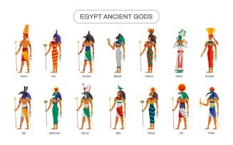 Egypt Ancient Gods Vector Illustration Concept