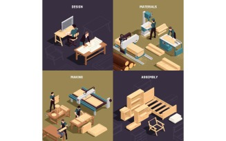 Furniture Production Isometric 5 Vector Illustration Concept