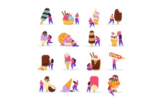 Ice Cream Flat Icons Vector Illustration Concept