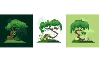 Jungle Plants Design Concept Vector Illustration Concept