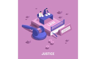 Law Justice Isometric Composition Vector Illustration Concept