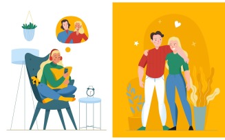 Lonely Together Vector Illustration Concept