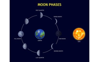 Moon Phases Infographics Vector Illustration Concept