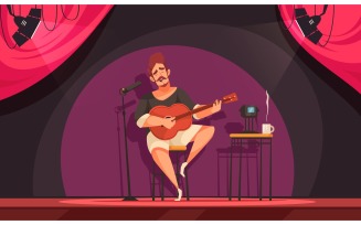 People Playing Guitar 2 Vector Illustration Concept