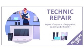 Repair Service Banner Flat Vector Illustration Concept