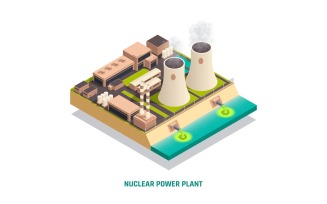 Toxic Waste Nuclear Chemical Pollusion Biohazard Isometric 4 Vector Illustration Concept